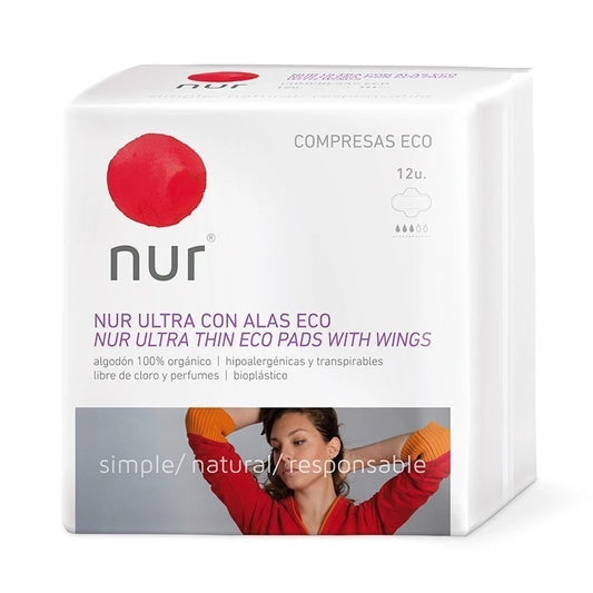 Compresa Nur Ultra Alas, 100% algodón orgánico.